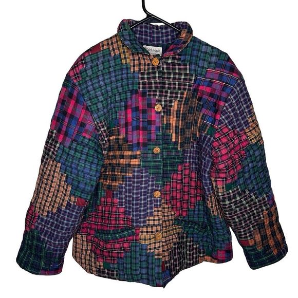 Vtg Patch Magic Plaid Quilted Jacket Women’s Size S - Picture 1 of 7